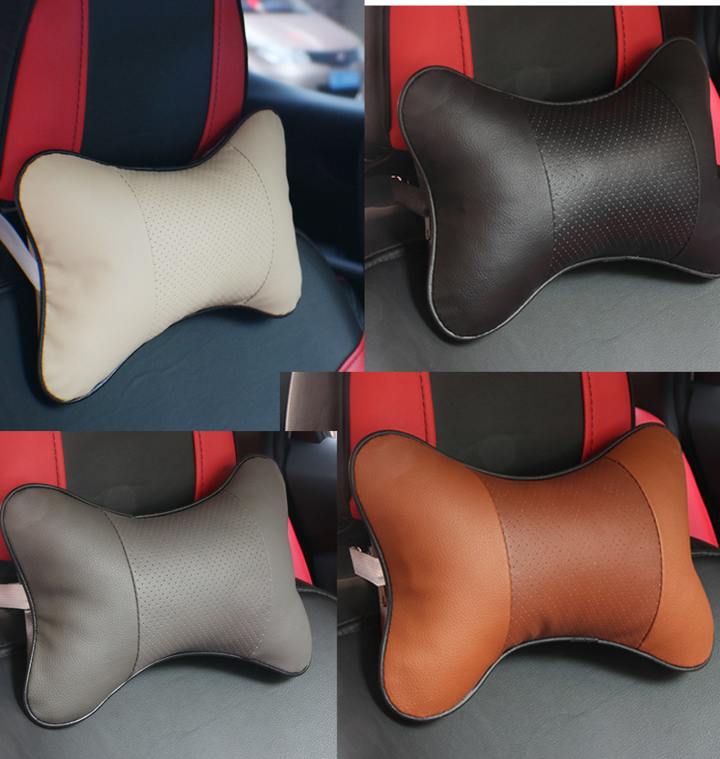 工厂直销汽车用品座椅皮革骨头枕护颈靠枕垫夏季车载枕头一件代发